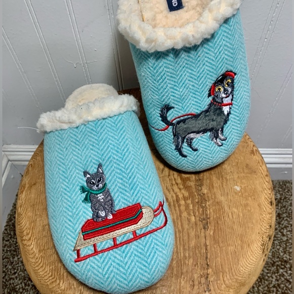 Lands’ End Felt Sherpa Dog /Cat Winter Slippers - Picture 4 of 4
